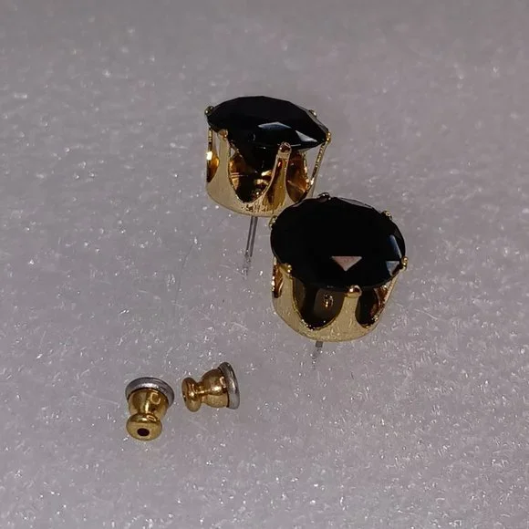 SWAROVSKI ELEMENTS (Reddish Black rn-gl 10mm) Stud Earrings Black Velvet Pouch - Picture 3 of 9
